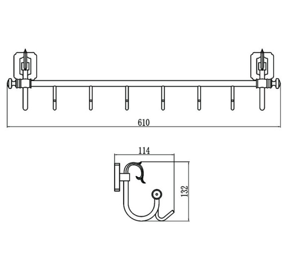 Планка с крючками (6 крючков) Savol S-006476 (цвет бронза)