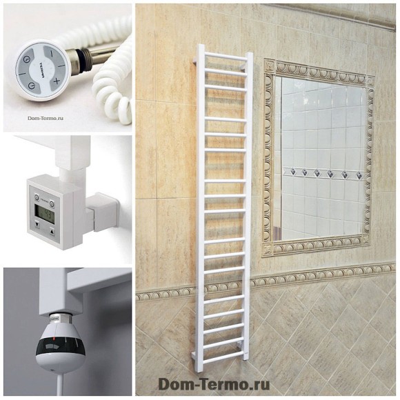 узкие полотенцесушители GROTA  EcoClassic 300*1575 мм, белый RAL 9016, ширина 30 см, Dom-Termo.ru, полотенцесушитель Грота водяной и электрический из нержавеющей стали, комплект уголков "Квадрат" для подключения водяного полотенцесушителя