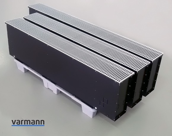 Внутрипольный конвектор VARMANN Ntherm Maxi, роликовая линейная решетка, естественная конвекция, конвектор для установки в пол, производитель Россия, фото в интерьере