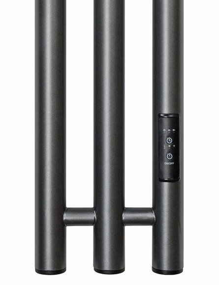 Графитовый электрический полотенцесушитель Primoclima Sol R E Graphite 152 мм 3 сек с крючками (выбор размера)