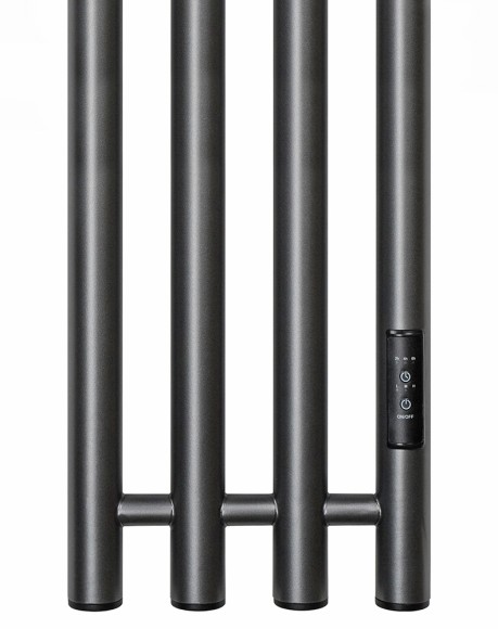 Графитовый электрический полотенцесушитель Primoclima Sol R E Graphite 212 мм 4 сек с крючками (выбор размера)
