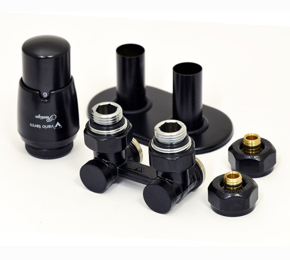 Комплект угловой "All In One" VARIO TERM Premium Eleganckie с термоголовкой Prestige (черный матовый) PEX Комплект угловой "All In One" VARIO TERM Premium Eleganckie с термоголовкой Prestige (черный матовый) PEX