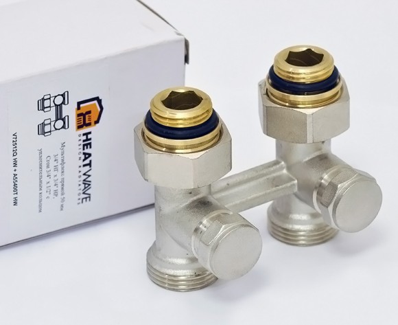Мультифлекс HeatWave 50 мм проходной 3/4" Евроконус х 1/2" с термоголовкой (никель)