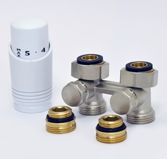 Мультифлекс HeatWave 50 мм проходной 3/4" Евроконус х 1/2" с термоголовкой (никель)