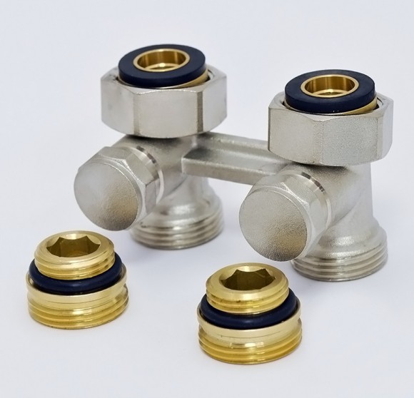 Мультифлекс HeatWave 50 мм проходной 3/4" Евроконус х 1/2" с термоголовкой (никель)