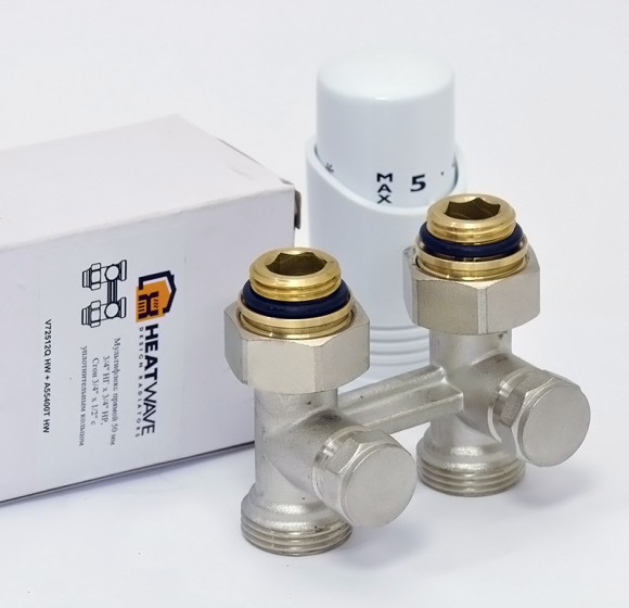 Мультифлекс HeatWave 50 мм проходной 3/4" Евроконус х 1/2" с термоголовкой (никель)