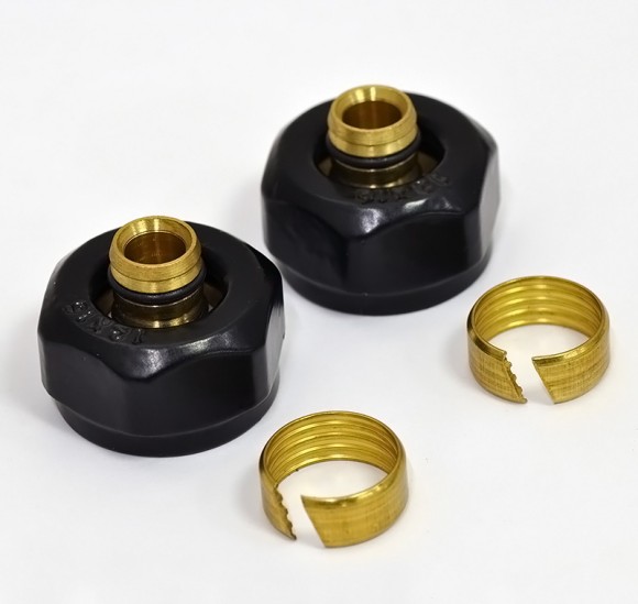 Концовка для монтажа труб PEX 16х2.0 мм х 3/4" Евроконус  цвет черный (пара)*