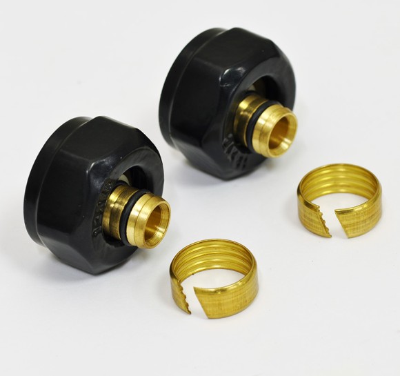Концовка для монтажа труб PEX 16х2.0 мм х 3/4" Евроконус  цвет черный (пара)*