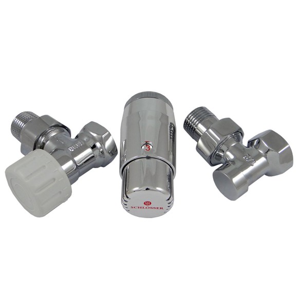 Комплект угловой Хром SCHLOSSER DN15 GZ1/2 x GW1/2 с головкой Мини M30x1,5 (арт.602200060)