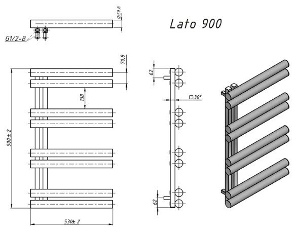 Grota Lato (L) 530x900 (черный матовый) водяной дизайнерский полотенцесушитель из нержавеющей стали* Grota Lato (L) 530x900 (черный матовый) водяной дизайнерский полотенцесушитель из нержавеющей стали*