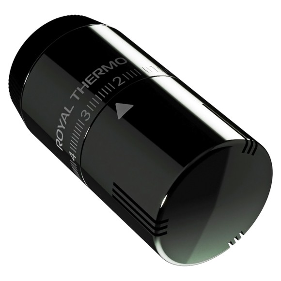 Термоголовка жидкостная Royal Thermo Design М30х1,5 (хром черный) Термоголовка жидкостная Royal Thermo Design М30х1,5 (хром черный)