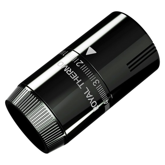 Термоголовка жидкостная Royal Thermo Design М30х1,5 (хром черный) Термоголовка жидкостная Royal Thermo Design М30х1,5 (хром черный)