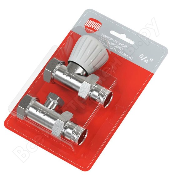 Комплект проходных вентилей Royal Thermo 3/4" ручная регулировка