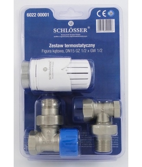 Комплект угловой никель SCHLESSER DN15 GZ1/2 x GW1/2 с термоголовкой 600100001 (арт.602200001)
