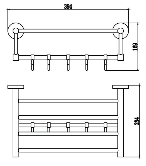 Полка для полотенец 40 см (4 крючка) Savol S-408745 (выбор цвета)