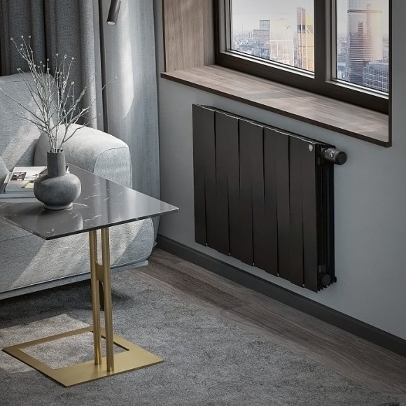Биметаллический радиатор Royal Thermo PianoForte 500 6 сек. VR80 нижнее 80 мм подключение (Noir Sable)