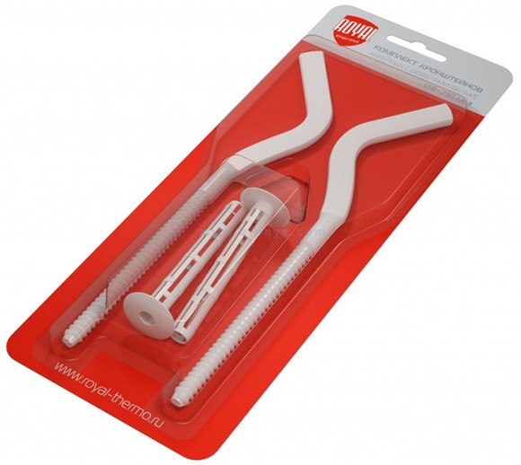 Комплект плоских кронштейнов Royal Thermo с дюбелями (Белый)