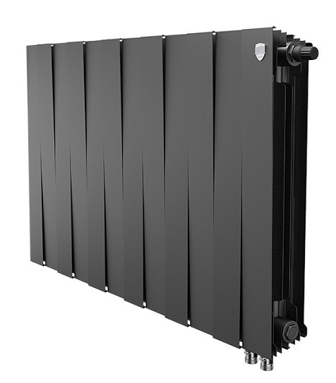 Биметаллический радиатор Royal Thermo PianoForte 500 12 сек. VR80 нижнее 80 мм подключение (Noir Sable)