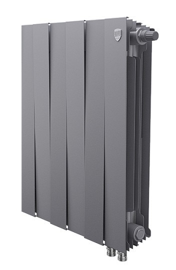 Биметаллический радиатор Royal Thermo PianoForte 500 6 сек. VR80 нижнее 80 мм подключение (Silver Satin)