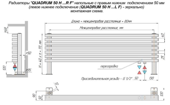 Напольное крепление для трубчатых радиаторов KZTO серии Quadrum 50 Н (основная палитра цветов) Напольное крепление для трубчатых радиаторов KZTO серии Quadrum 50 Н (основная палитра цветов)