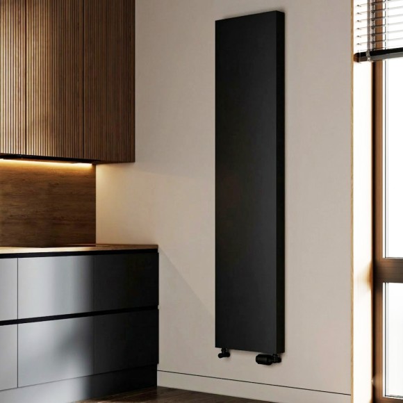 Вертикальный дизайн радиатор Royal Thermo Flat 400х1800 мм - черный Noir Sable (нижнее подключение)