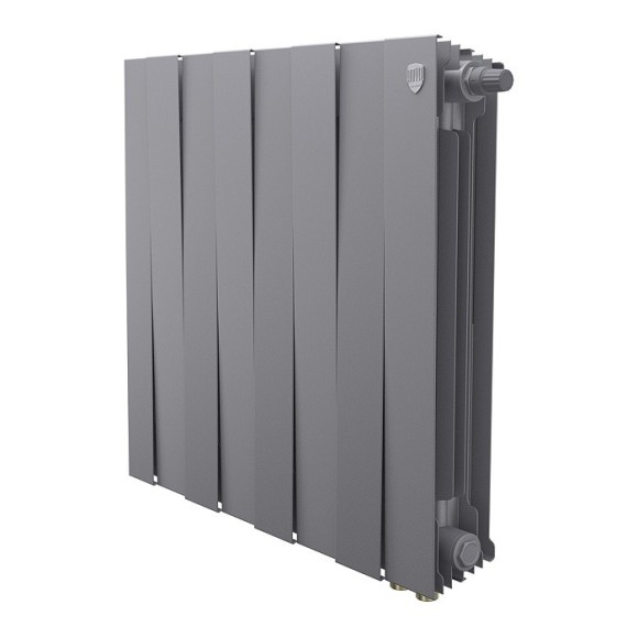 Биметаллический радиатор Royal Thermo PianoForte 500 8 сек. VR80 нижнее 80 мм подключение (Silver Satin)
