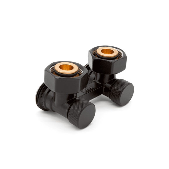 Узел нижнего подключения DR Dragoman Rubinetterie 3/4"E-3/4"E черный (угловой)