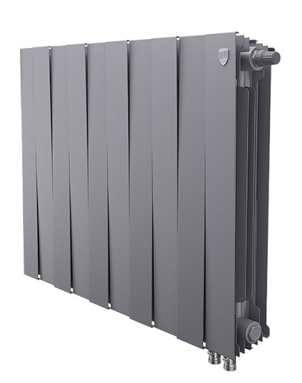 Биметаллический радиатор Royal Thermo PianoForte 500 10 сек. VR80 нижнее 80 мм подключение (Silver Satin)