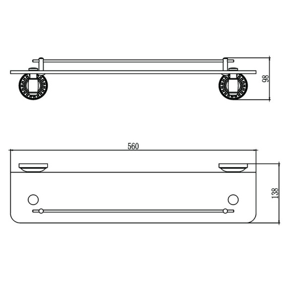 Полка прямая (стеклянная) 60 см Savol S-606691C (цвет бронза)