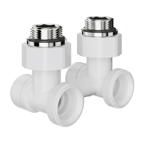 Узел нижнего подключения Royal Thermo Design 1/2"-3/4" Белый (угловой) Узел нижнего подключения Royal Thermo Design 1/2"-3/4" Белый (угловой)