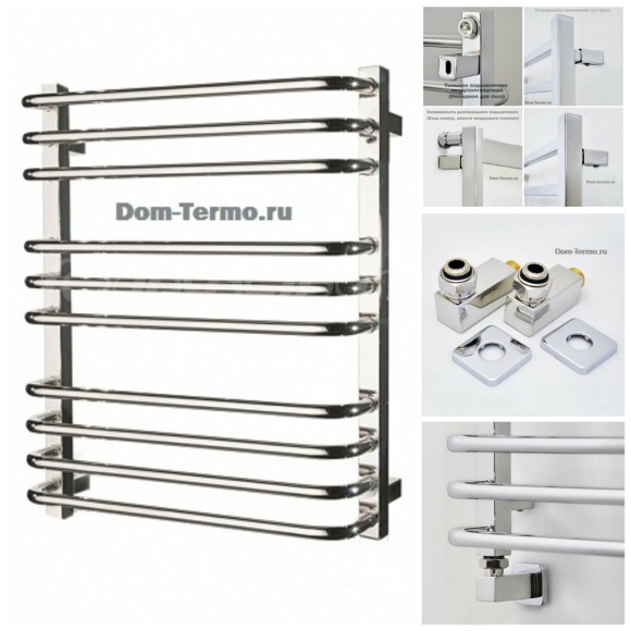 Dom-Termo.ru, Полотенцесушитель Грота (Grota) Forte 480х600мм фото, комплект уголков квадрат Грота для подключения водяного полотенцесушителя