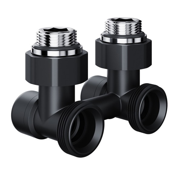 Узел нижнего подключения Royal Thermo Design 1/2"-3/4" Черный (угловой)