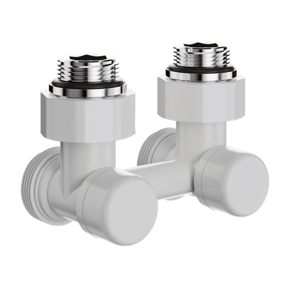 Комплект угловой для нижнего подключения Royal Thermo Design 1/2"-3/4" Белый (выбор термостата)