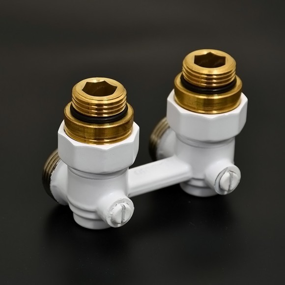 Узел нижнего подключения радиатора Royal Thermo 1/2"-3/4" Белый (угловой)
