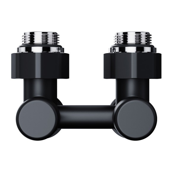 Комплект угловой для нижнего подключения Royal Thermo Design 1/2"-3/4" Черный (выбор термостата)