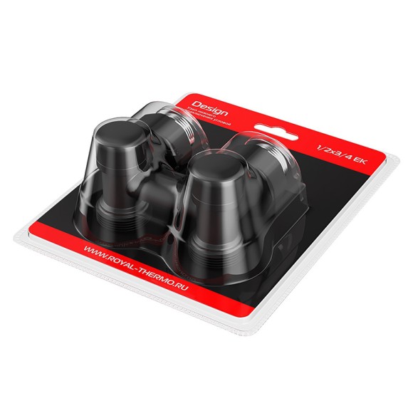 Комплект угловой для нижнего подключения Royal Thermo Design 1/2"-3/4" Черный (выбор термостата)