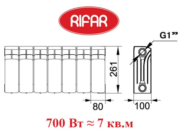 Биметаллический радиатор RIFAR BASE VENTIL 200 7 сек. нижнее 50 мм подключение (белый) Биметаллический радиатор RIFAR BASE VENTIL 200 7 сек. нижнее 50 мм подключение (белый)