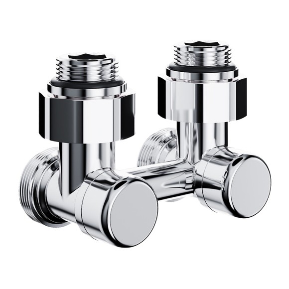 Комплект угловой для нижнего подключения Royal Thermo Design 1/2"-3/4" Хром (выбор термостата)