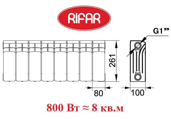 Биметаллический радиатор RIFAR BASE VENTIL 200 8 сек. нижнее 50 мм подключение (белый) Биметаллический радиатор RIFAR BASE VENTIL 200 8 сек. нижнее 50 мм подключение (белый)