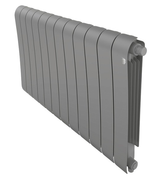 Биметаллический радиатор Royal Thermo Infinity 500 12 сек. VR80 нижнее 80 мм подключение (Silver Satin)