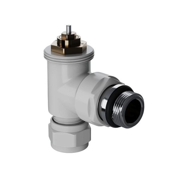 Набор термостатический угловой Royal Thermo Design Pro 15мм М30х1,5 Белый (выбор термостата)