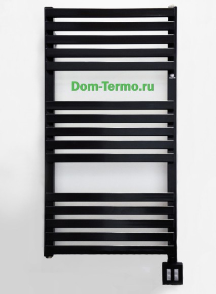 Электрический полотенцесушитель c терморегулятором, TERMA QUADRUS SLIM , цвет по каталогу RAL, черный RAL 9005, блок управления Terma серии KTX 4 черный, фото