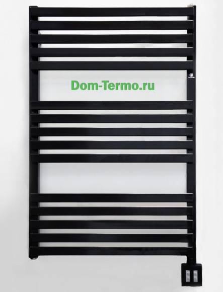 Электрический полотенцесушитель c терморегулятором, TERMA QUADRUS SLIM , цвет по каталогу RAL, черный RAL 9005, блок управления Terma серии KTX 4 черный, фото