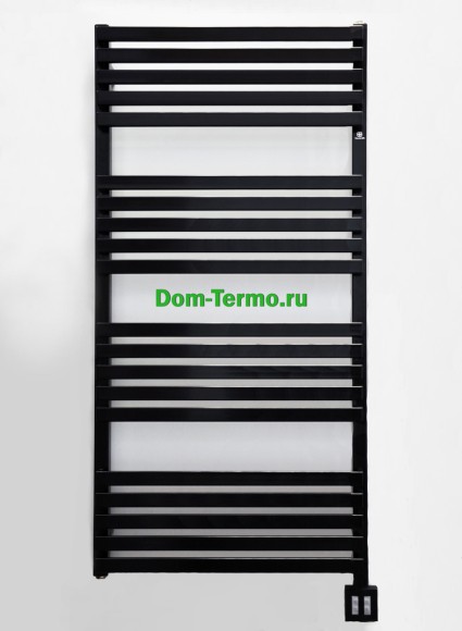 Электрический полотенцесушитель c терморегулятором, TERMA QUADRUS SLIM , цвет по каталогу RAL, черный RAL 9005, блок управления Terma серии KTX 4 черный, фото