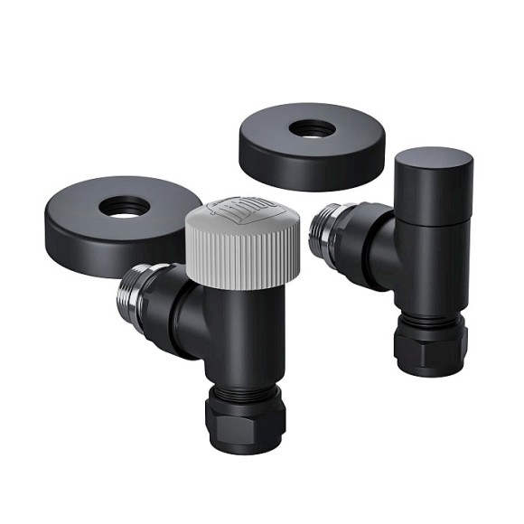 Набор термостатический угловой Royal Thermo Design Pro 15мм М30х1,5 Черный (выбор термостата) Набор термостатический угловой Royal Thermo Design Pro 15мм М30х1,5 Черный (выбор термостата)