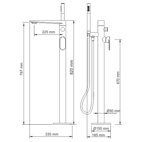 Wasserkraft Elbe 7421 Смеситель напольный для ванны (черный Soft-touch) Wasserkraft Elbe 7421 Смеситель напольный для ванны (черный Soft-touch)