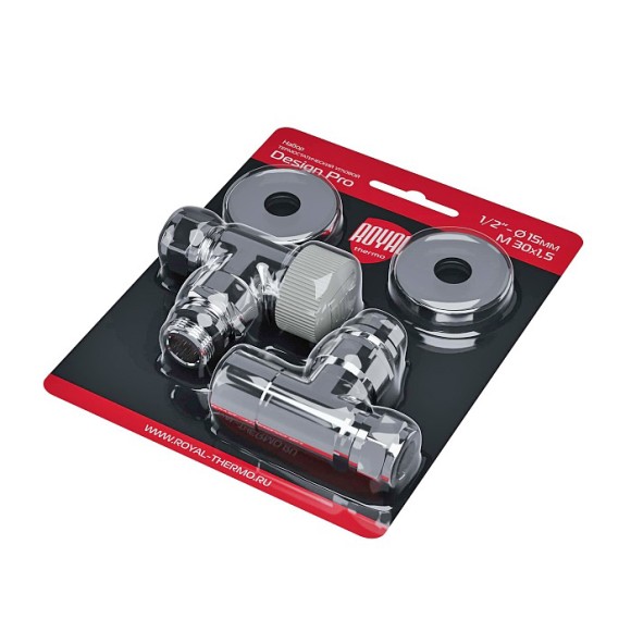 Набор термостатический угловой Royal Thermo Design Pro 15мм М30х1,5 Хром (выбор термостата) Набор термостатический угловой Royal Thermo Design Pro 15мм М30х1,5 Хром (выбор термостата)