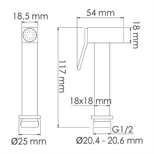 Wasserkraft A215 Гигиеническая лейка с фиксатором (оружейная сталь)