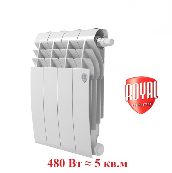Биметаллический радиатор Радиатор Royal Thermo BiLiner 350 4 сек. VR80 нижнее 80 мм подключение (Bianco Traffico)