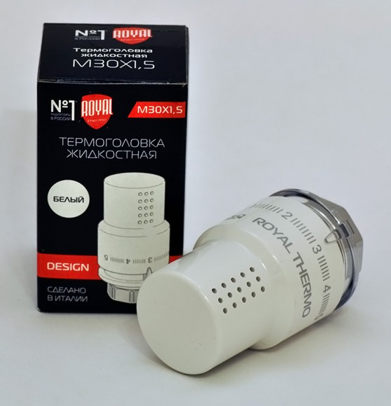 Термоголовка жидкостная ROYAL THERMO Design М30х1,5 (Белый)* Термоголовка жидкостная ROYAL THERMO Design М30х1,5 (Белый)*